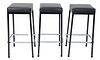 Set of Three Knoll Bar Stools, having Knoll label, height 30 1/2 inches, top 13" x 13".