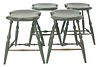 Set of Four Warren Chair Works Windsor Style Bar Stools, with saddle seats, height 24 inches.