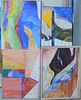 Group of Four Faith Dorian Wright Abstracts, mixed media with collage on canvas, each signed in various locations, largest 40" x 30".