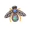 Silver & Gold Diamond Opal Bug BroachÊ