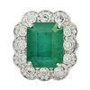 11.04ct Emerald and 2.30ctw Diamond 18KT White Gold Ring