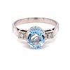 Platinum Aqua Engagement Ring