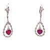 Platinum Diamond Ruby Heart Drop Earrings