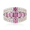 1.74ctw UNHEATED Pink Sapphire and 1.26ctw Diamonds 18K White Gold Ring