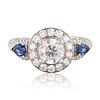 0.49ctw Blue Sapphire and 1.63ctw Diamond 18K White Gold Ring