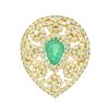 0.94ct Emerald and 1.09ctw Diamond 14K Yellow Gold Ring