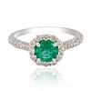 0.82ct Emerald and 0.63ctw Diamond 14K White Gold Ring