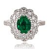 1.22ct Emerald and 0.69ctw Diamond Platinum Ring