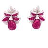 18k Diamond Ruby Invisible Setting EarringsÊ