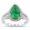 1.73ct Emerald and 0.13ctw Diamond 18KT White Gold Ring