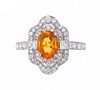 Natural Yellow-Orange Sapphire & Diamond 14K Ring