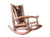 Rustic Log & Leather Woven Child Rocking Chair