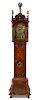 * A Dutch Gilt Metal Mounted Burl Walnut Tall Case Clock Height 110 1/2 inches.