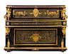 * A Napoleon III Gilt Bronze Mounted Boulle Marquetry Upright Piano Height 44 5/8 x width 62 1/4 x depth 24 inches.