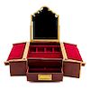* A French Brass Mounted Leather Jewelry Casket Height 5 5/6 x width 9 x depth 11 1/4 inches.