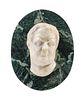 * A Continental White Marble Portrait Medallion Height overall 11 inches.