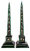 * A Pair of Pietra Dura Obelisks Height 44 inches.