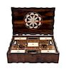 * An Anglo-Ceylonese Ivory and Tortoise Shell Inlaid Rosewood Sewing Box