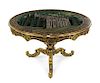 * A Victorian Mother-of-Pearl Inlaid and Japanned Tilt-Top Table Diameter 48 inches.
