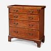A George II Style Feather Banded Walnut Bachelor's Chest, 20th century