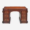 A George III Chippendale Style Carved Mahogany Partner's Desk, 20th century