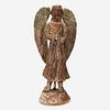 A French Colonial Polychrome Decorated Carved Pine Figure of an Angel, Possibly Quebec, probably 19th century