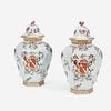 A Pair of Samson Chinese Export Style Armorial Porcelain Covered Vases, Late 19th century