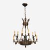 A Charles X Gilt and Patinated Bronze Eight-Light Chandelier, Second quarter 19th century