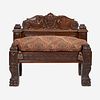 An Italian Baroque Carved Walnut Bench, Comprised of 17th century elements