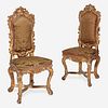 A Pair of Venetian Baroque Giltwood Side Chairs, Second quarter 18th century