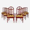A Set of Four Italian Neoclassical Parcel-Gilt Red-Painted Side Chairs, Circa 1800