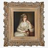 A KPM Style Painted Porcelain Plaque after Angelica Kauffmann (Swiss, 1741-1807), Portrait of a Lady as a Vestal Virgin, late 19th/e...