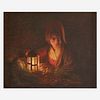 Attributed to Johannes Rosierse (Dutch, 1818-1901), , Selling Vegetables at Candlelight