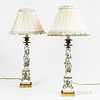 Pair of German Porcelain and Gilt-bronze Lamps