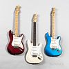 Three Squier by Fender Stratocaster Electric Guitars