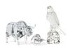 * Three Contemporary Glass Animalier Figures Height of tallest 16 1/2 inches.
