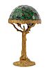 * A Leaded Ruby-in-Zoisite Table Lamp Diameter of shade 13 inches, height overall 24 inches.