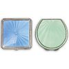 (2 Pc) English Sterling Silver and Enamel Compact Cases