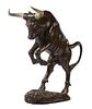 A Large Painted Wood Model of a Bull Height 59 1/2 inches.