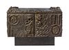 * A Paul Evans Sculpted Bronze Cabinet Height 34 x depth 48 x width 21 inches.