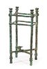 * A Patinated Bronze Stand Height 25 3/4 x width 11 3/4 x depth 12 1/8 inches.