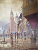 Witold Kalicki Oil, Warsaw City Scene in Rain
