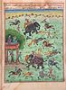 Indo Persian Miniature Painting, Emperor Hunting