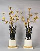 A Pair of French Bronze and Marble Figural Candelabra, 19thc.