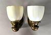 Pair of Brass Sconces with Steuben Shades