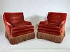 Pair of Mohair Upholstered Club Style Lounge Chairs