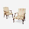Two George III Carved Mahogany Library Chairs, Late 18th century
