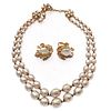 Miriam Haskell Faux Pearl, Rhinestone Jewelry Suite