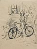 Peggy Bacon Girl with Bike Illustration Drawing