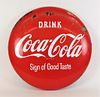 24" Coca Cola Porcelain Button Advertising Sign